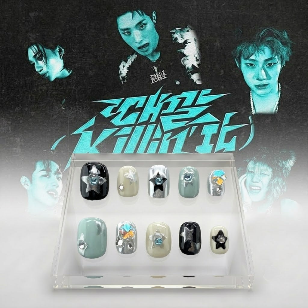 P1Harmony Killin' It Press-On Nails (Blue/Black Ver.)