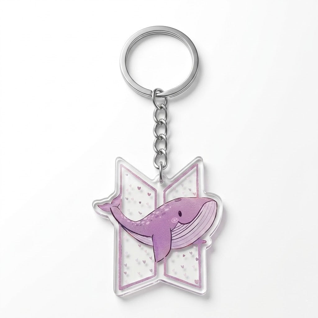 BTS Whalien Purple Logo Keychain