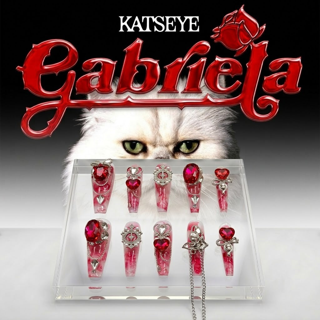 KATSEYE "Gabriela" Royal Crimson Press-On Nails