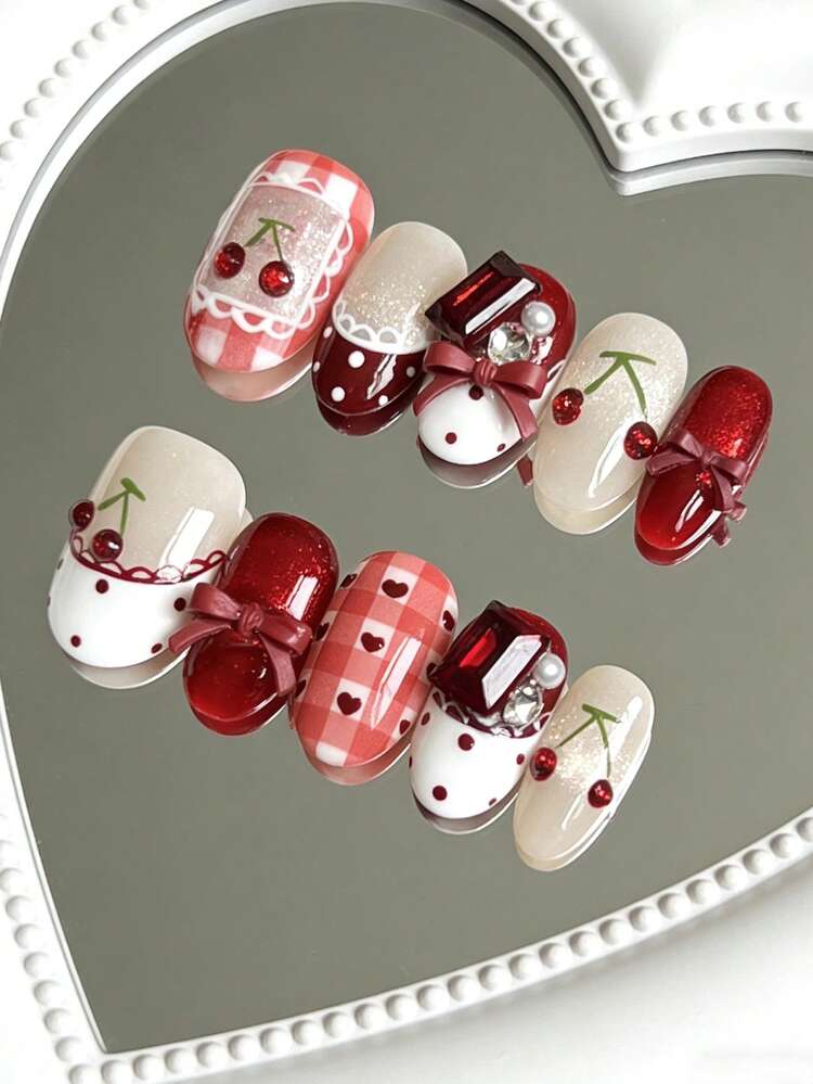 Wonyoung Fresh Red Cherry Press-On Nails