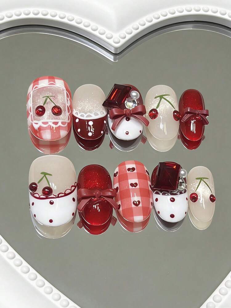 Wonyoung Fresh Red Cherry Press-On Nails