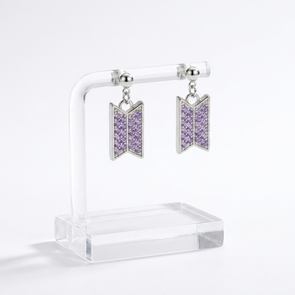 BTS Purple Crystal Earrings