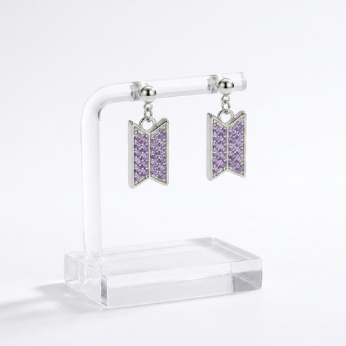 BTS Purple Crystal Earrings