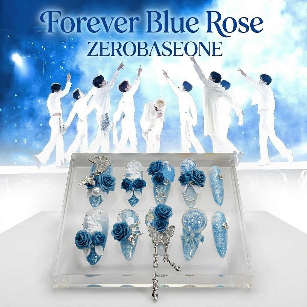 ZEROBASEONE Blue Rose Press-On Nails