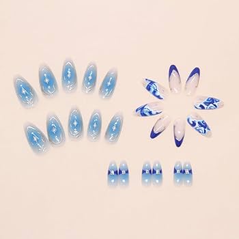 LE SSERAFIM Dark Blue Aura Press-On Nails