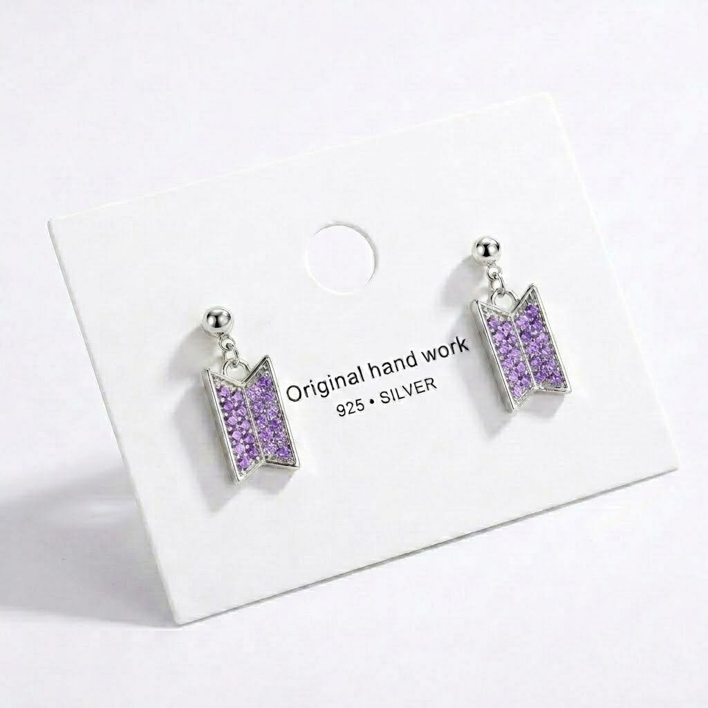 BTS Purple Crystal Earrings