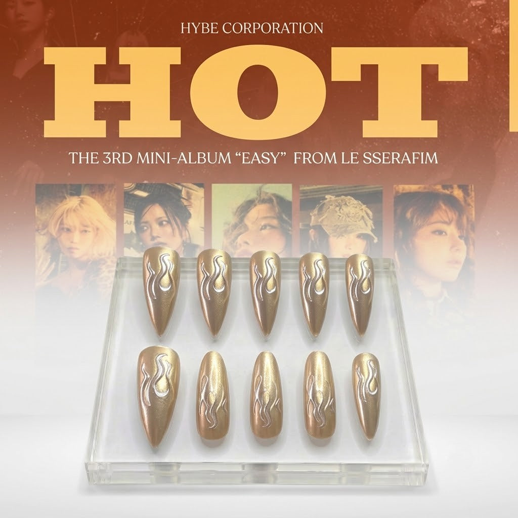 LE SSERAFIM HOT Flame Press-On Nails