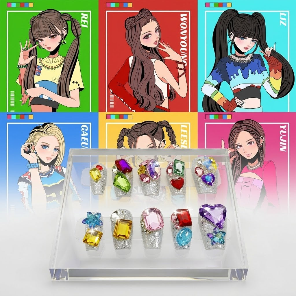 IVE "After Like" Rainbow Gem Press-On Nails