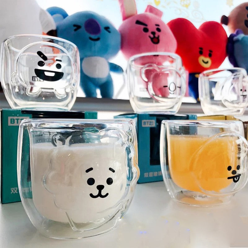 BT21 "Fill Me Up" 3D Double-Wall Glass