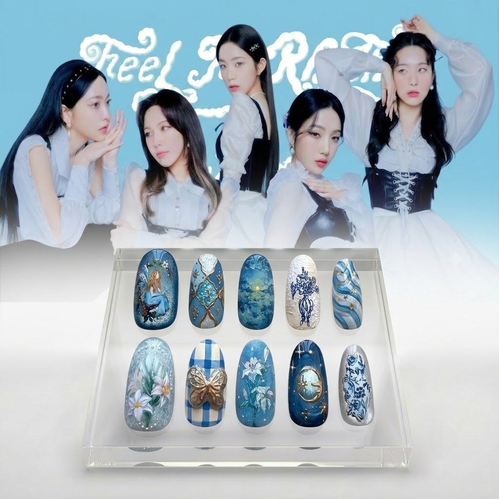 Red Velvet Feel My Rhythm Press-On Nails (Blue Edition)