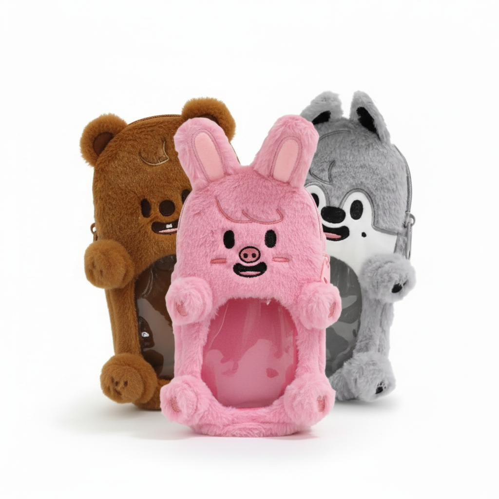 SKZOO Plush Transparent Pencil Case Set
