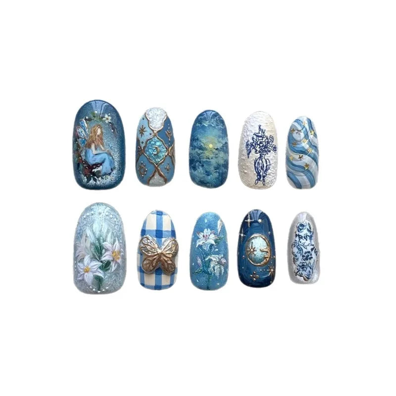 Red Velvet Feel My Rhythm Press-On Nails (Blue Edition)