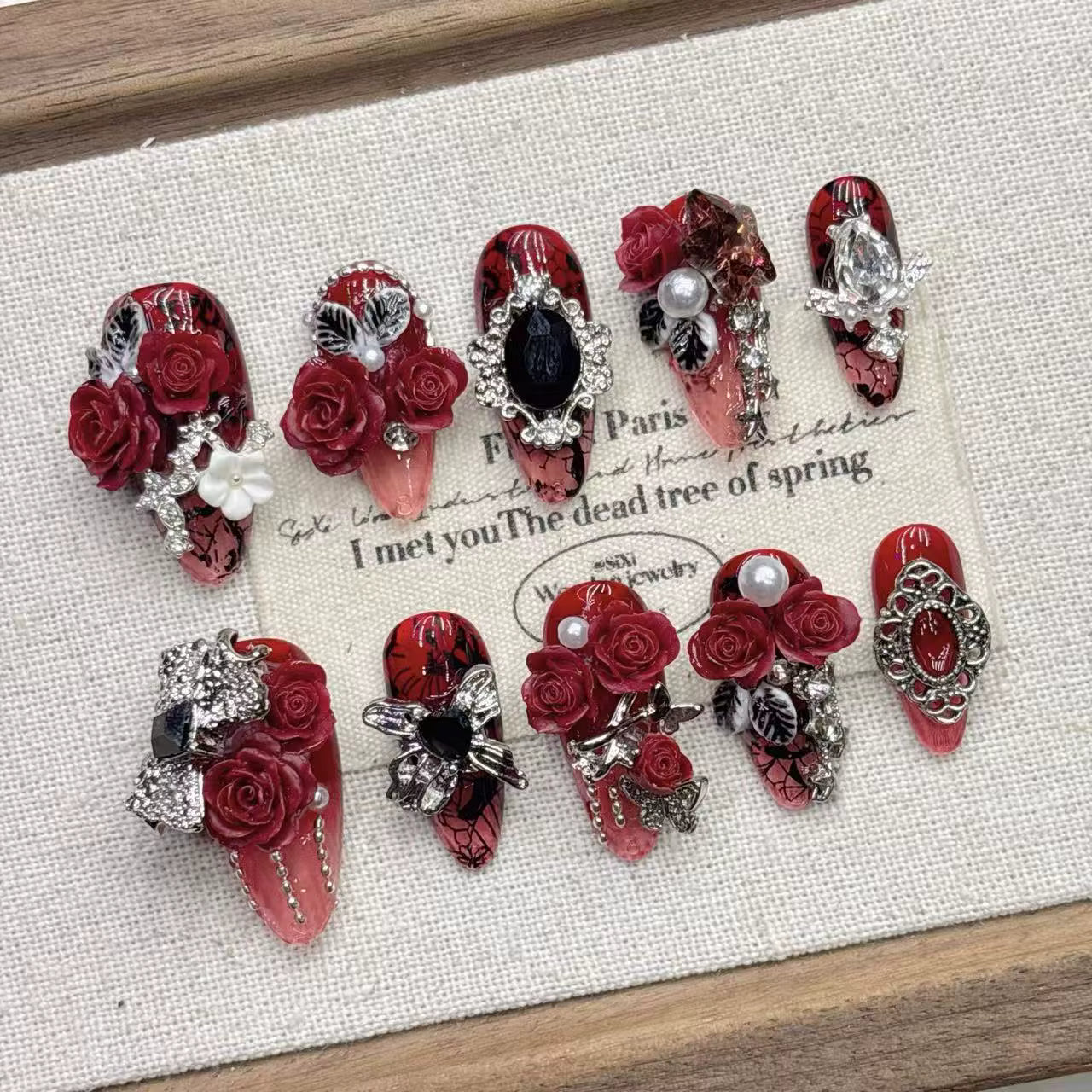 KATSEYE "Gabriela" Bloody Rose Press-On Nails
