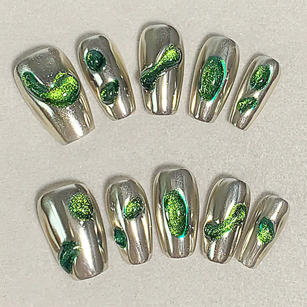 KATSEYE Gnarly Cyber Green Press-On Nails