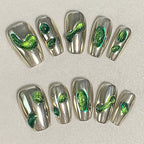 KATSEYE Gnarly Cyber Green Press-On Nails