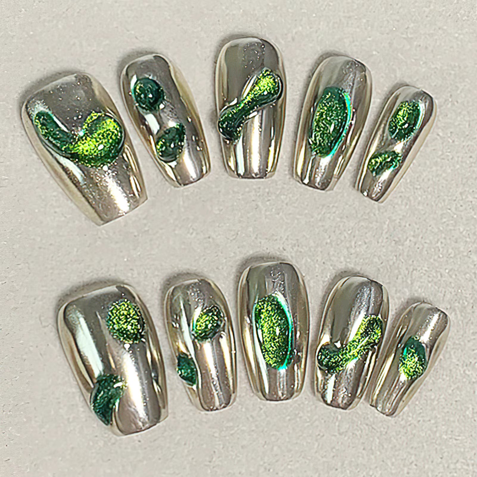 KATSEYE Gnarly Cyber Green Press-On Nails