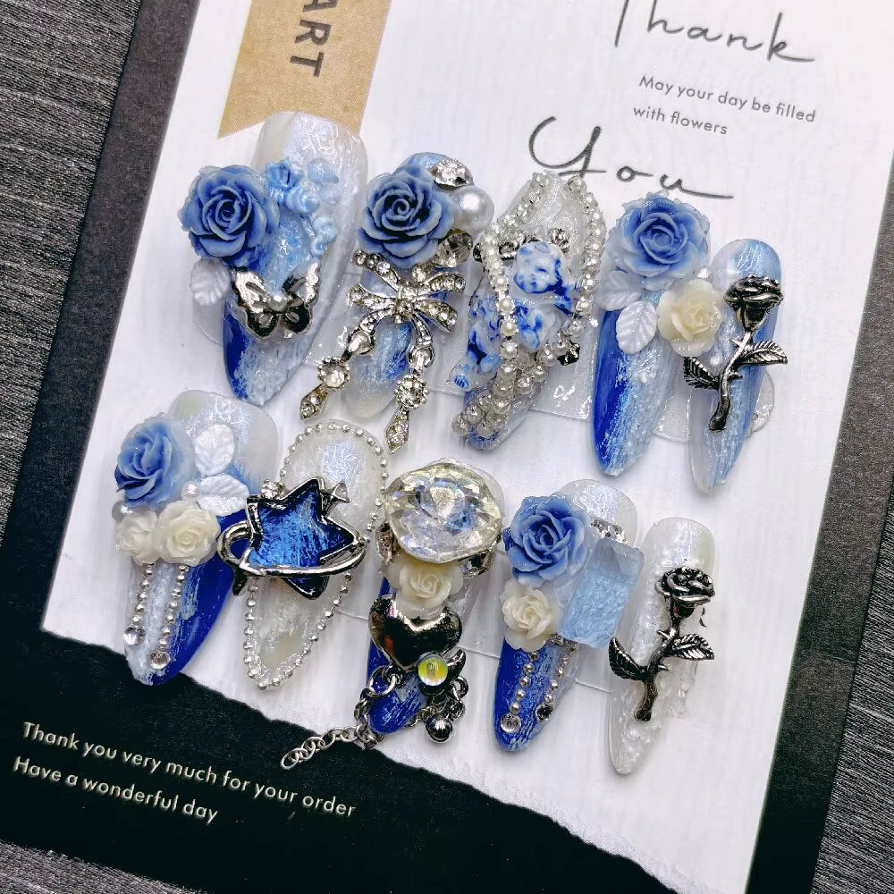 ZEROBASEONE Blue Rose Press-On Nails