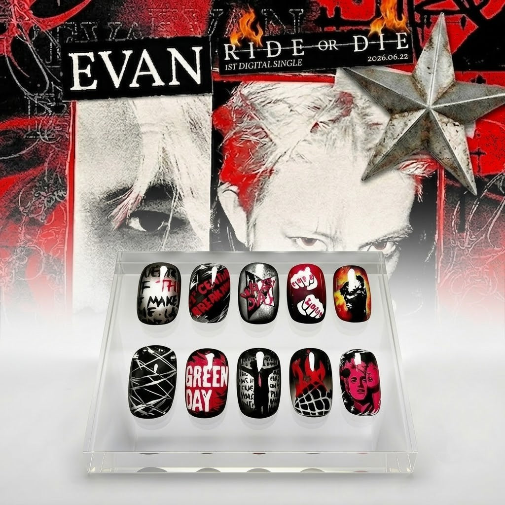 EVAN Ride or Die Short Square Press-On Nails