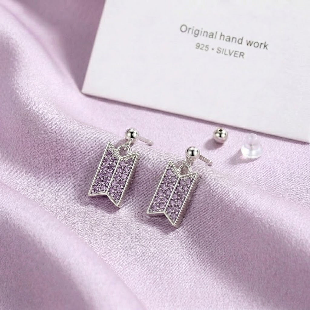 BTS Purple Crystal Earrings