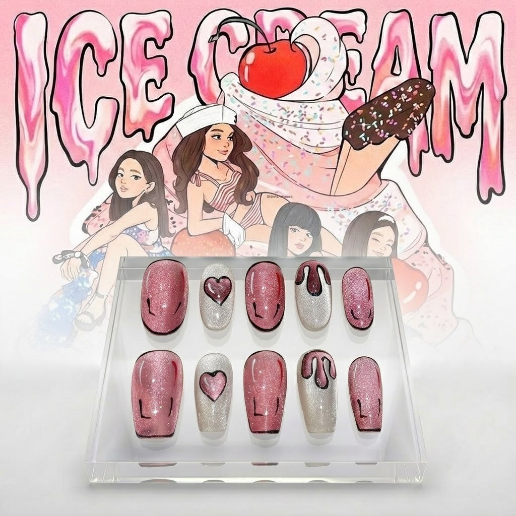 BLACKPINK x Selena Gomez Ice Cream Press-On Nails