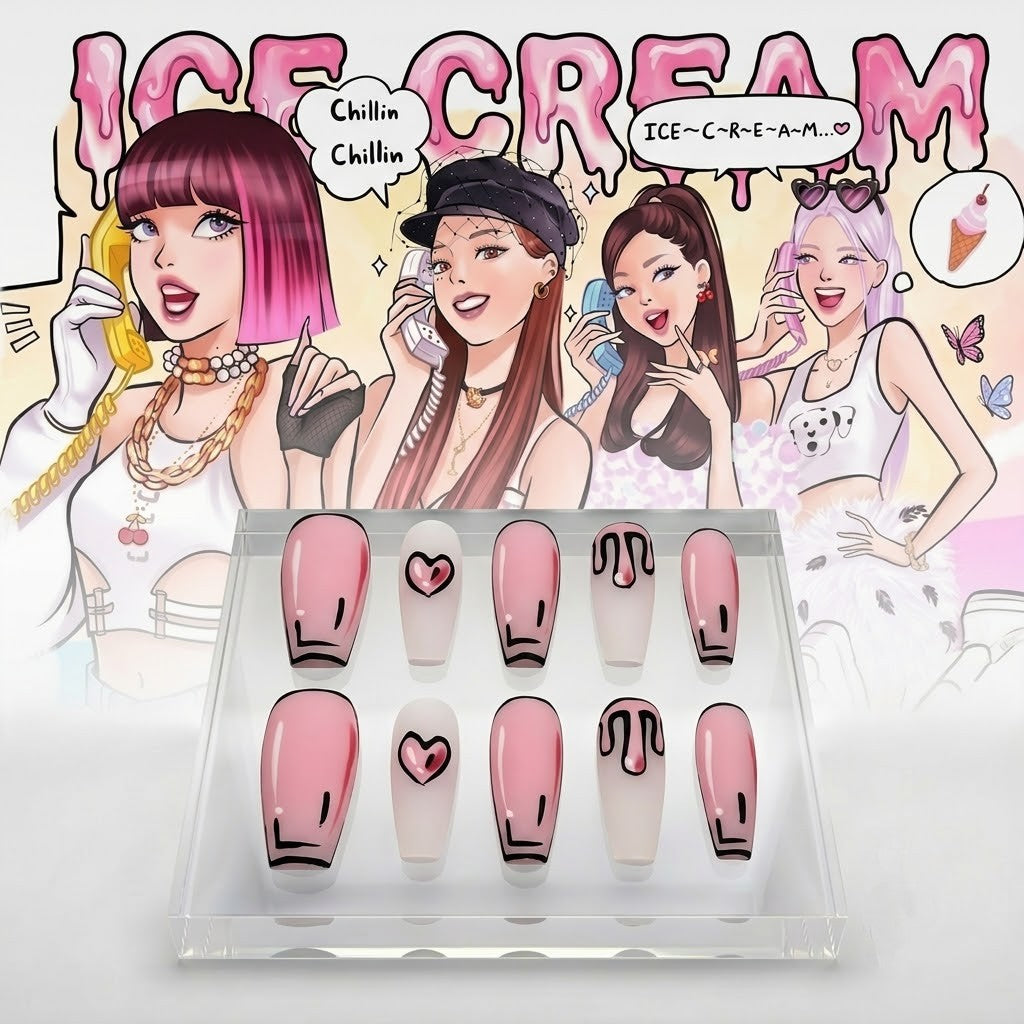 BLACKPINK Ice Cream Pop-Art Nails (Long Ver. 2)