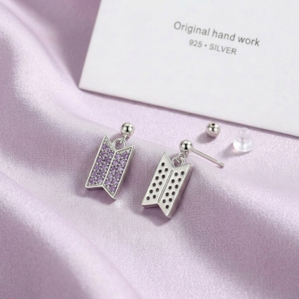 BTS Purple Crystal Earrings
