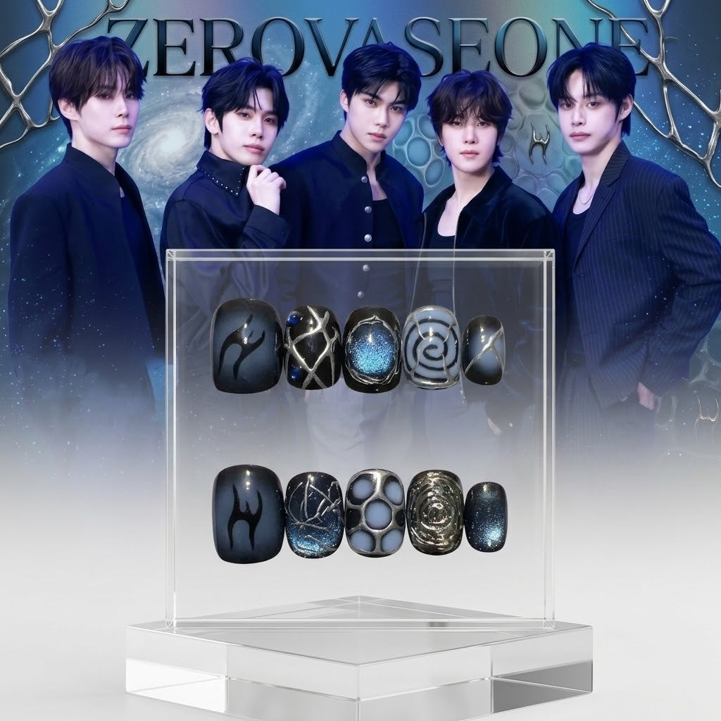 ZB1 "Electric Kiss" TOP 5 Dark Blur Press-On Nails