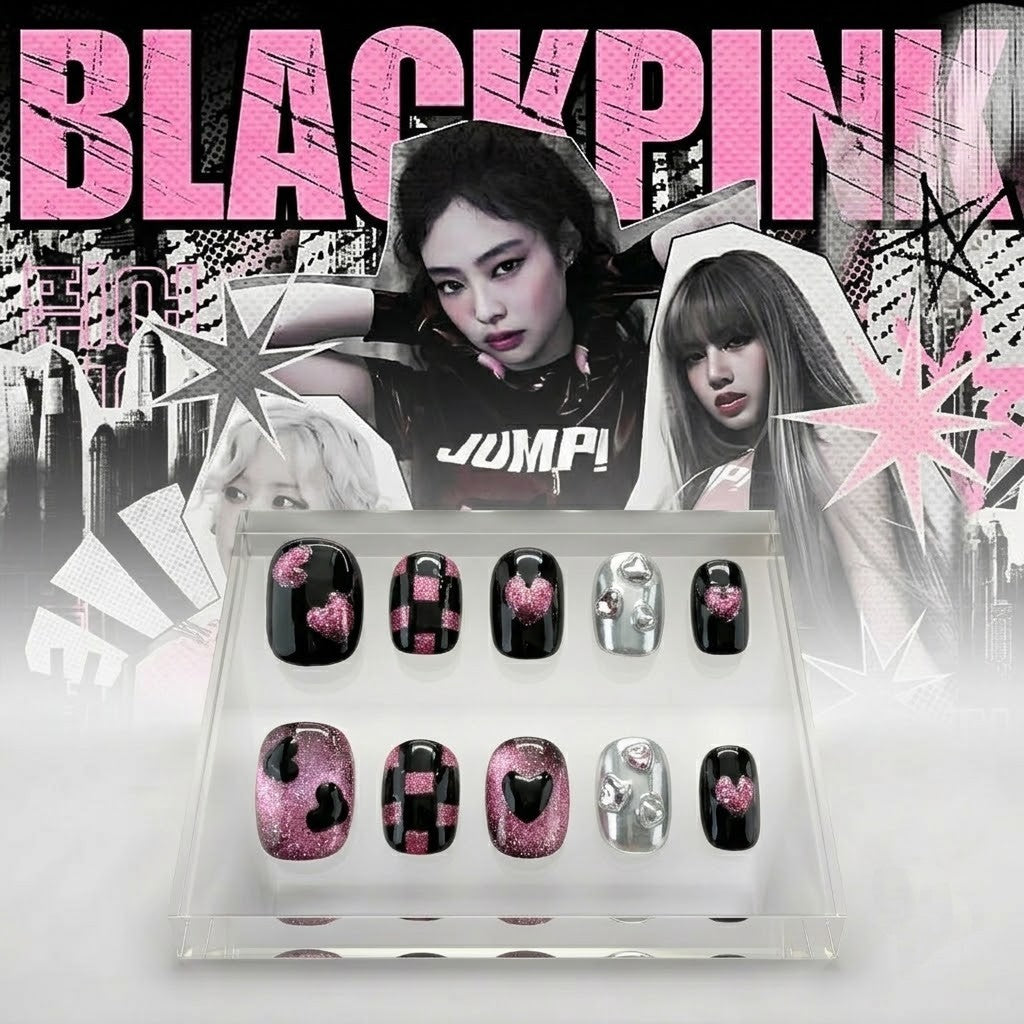 BLACKPINK Checkmate Heart Nails