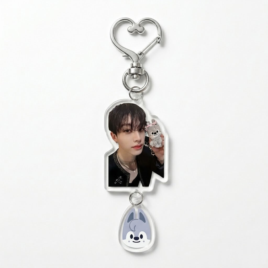 Stray Kids Dual-Pendant Heart Keyring