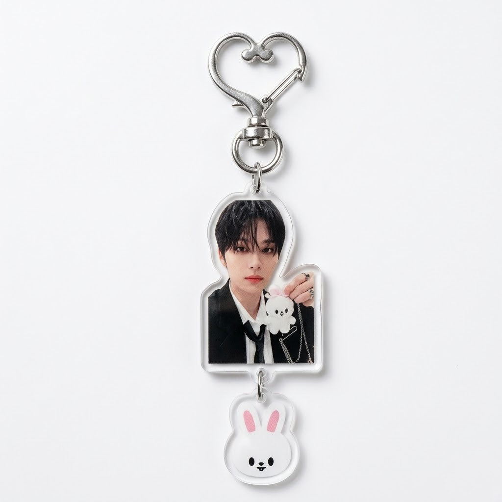Stray Kids Dual-Pendant Heart Keyring