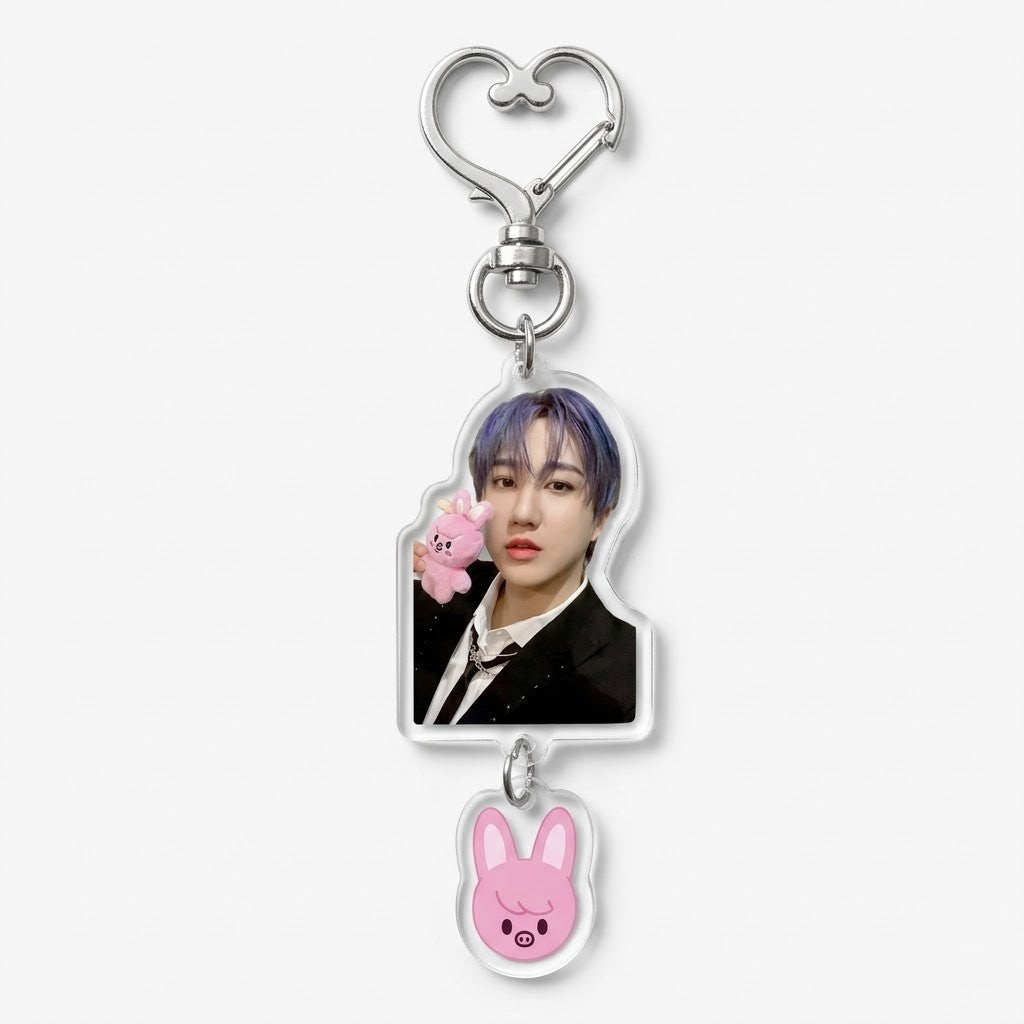 Stray Kids Dual-Pendant Heart Keyring
