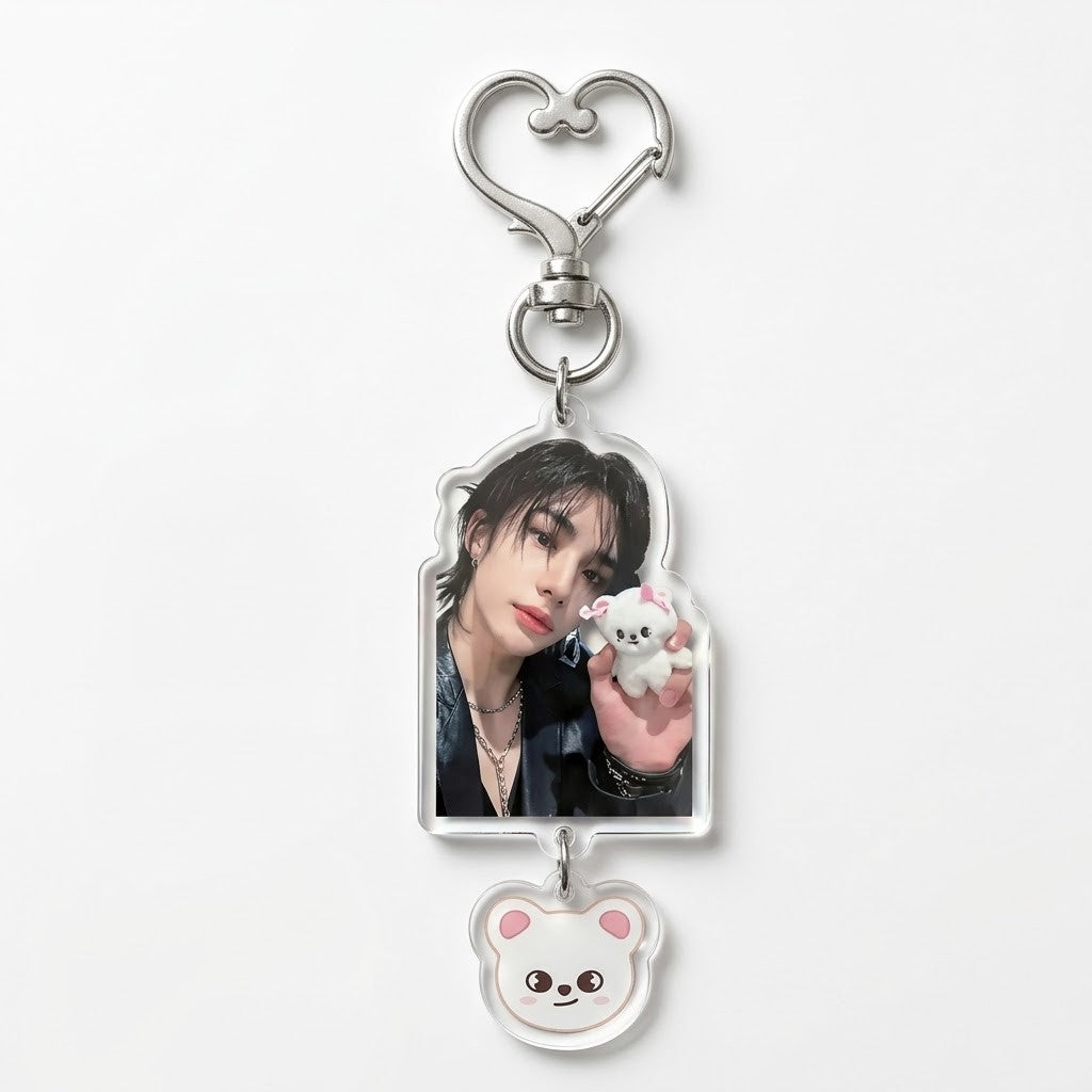 Stray Kids Dual-Pendant Heart Keyring