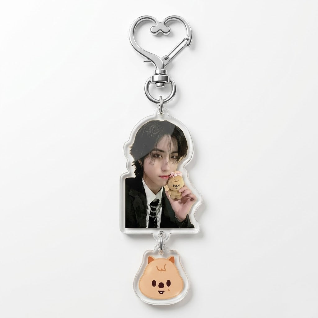 Stray Kids Dual-Pendant Heart Keyring