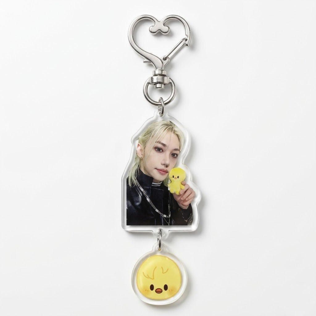 Stray Kids Dual-Pendant Heart Keyring