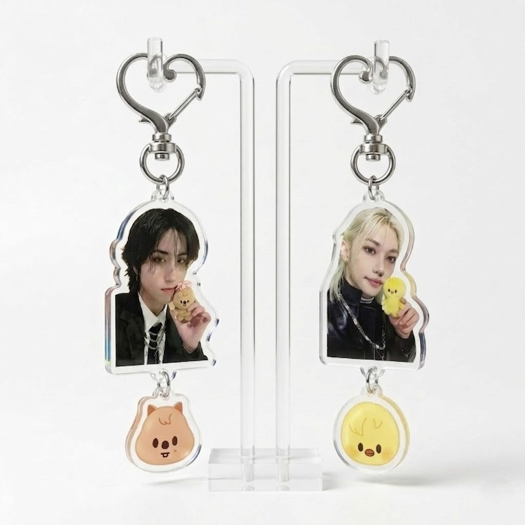 Stray Kids Dual-Pendant Heart Keyring