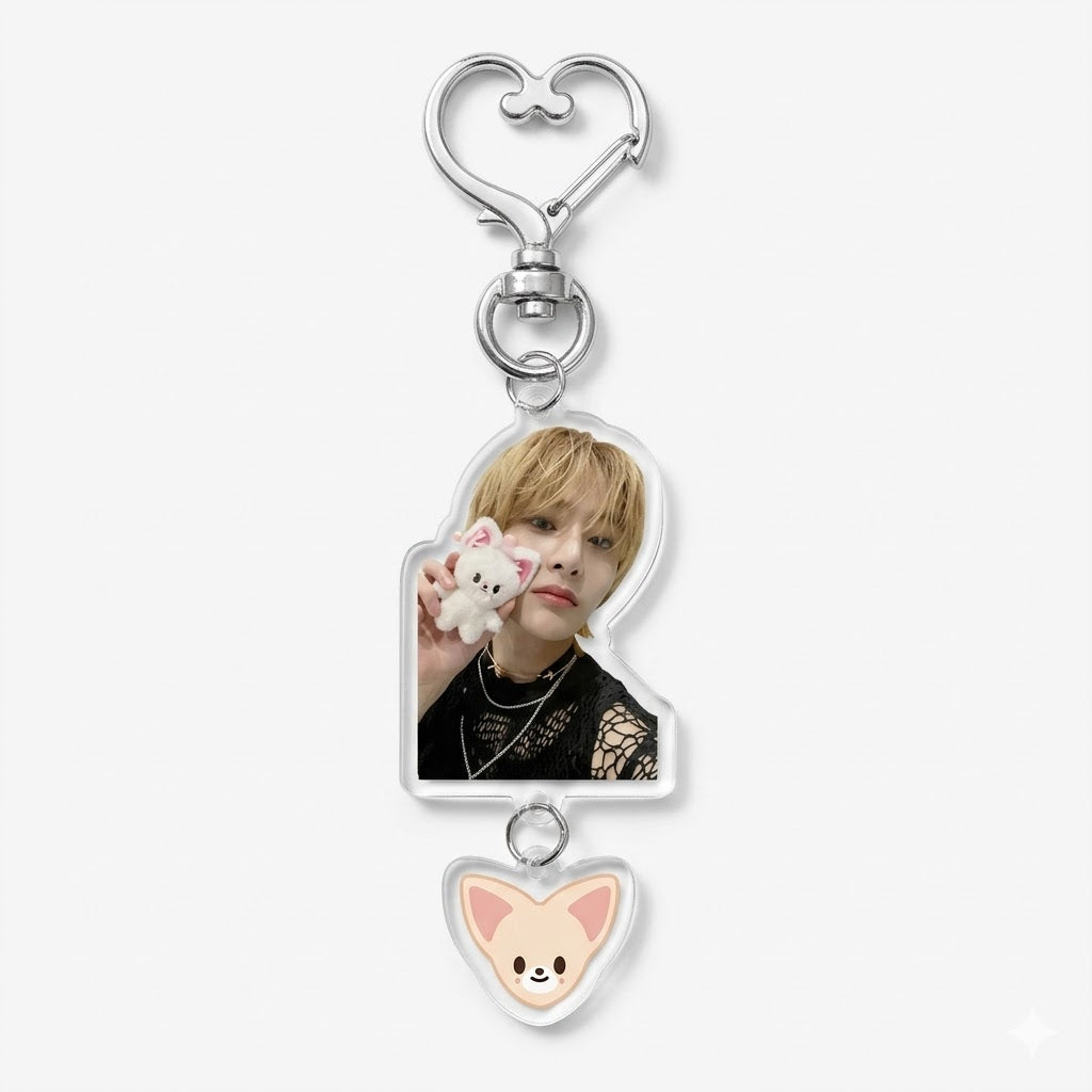 Stray Kids Dual-Pendant Heart Keyring