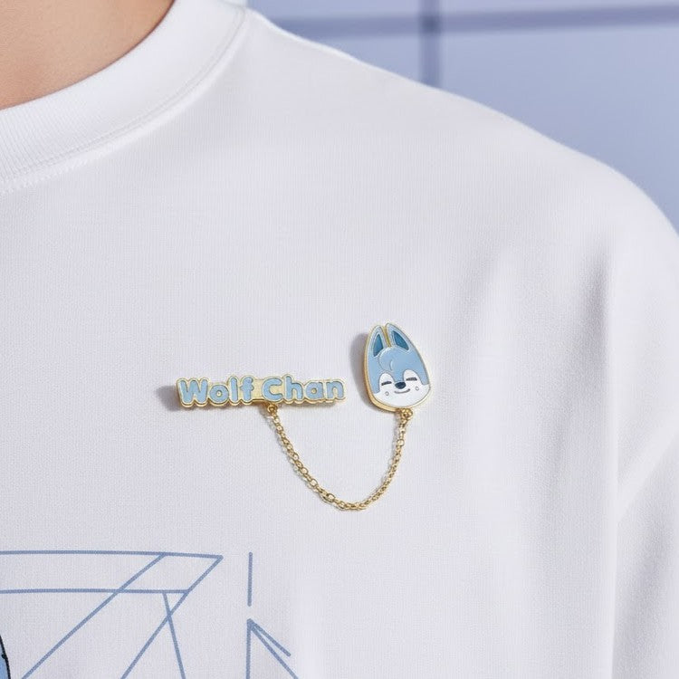 SKZOO Gold Chain Name Brooch