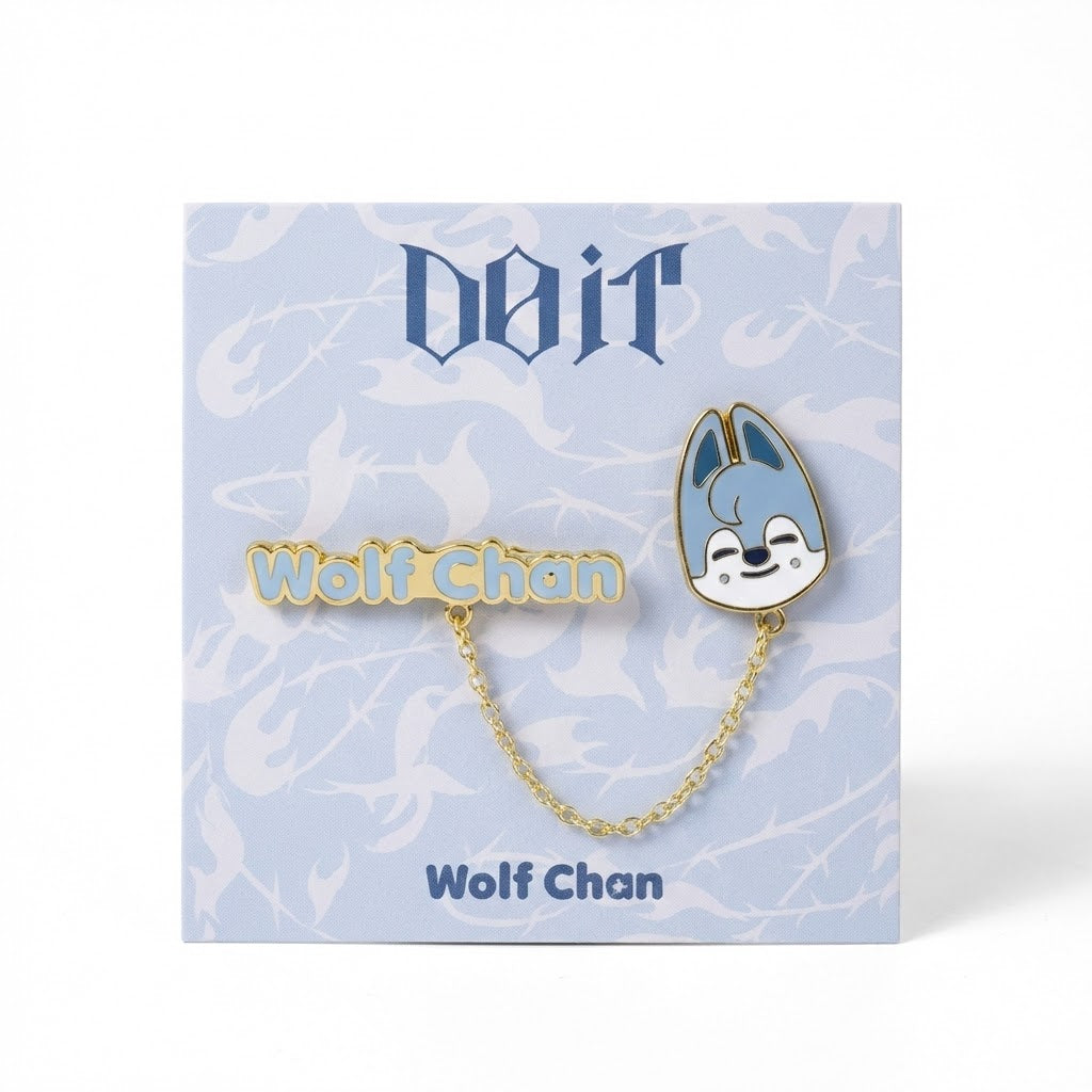 SKZOO Gold Chain Name Brooch